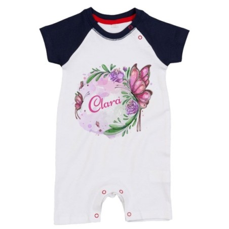 Pagliaccetto neonata personalizzato con nome farfalla watercolor Divertenti