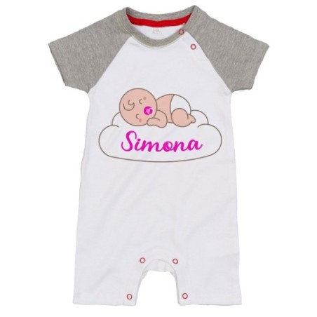 Pagliaccetto neonato personalizzato con nome bimbo che dorme sulla nuvola Divertenti