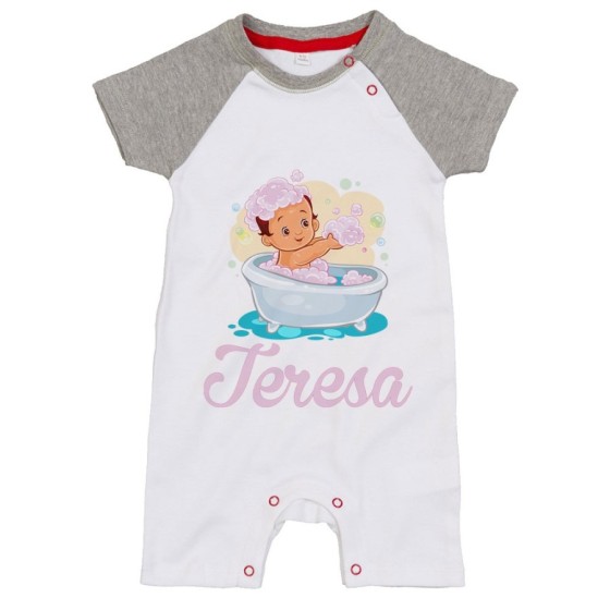 Pagliaccetto neonata personalizzato con nome bimba nella vasca Divertenti