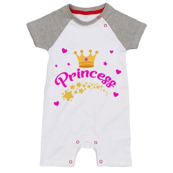 Pagliaccetto neonato prince princess con corona e stelle Divertenti