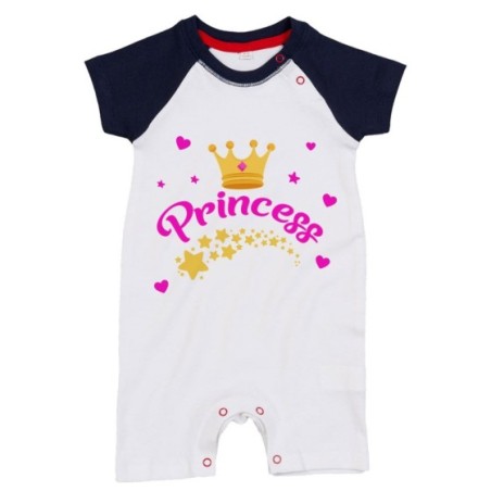 Pagliaccetto neonato prince princess con corona e stelle Divertenti