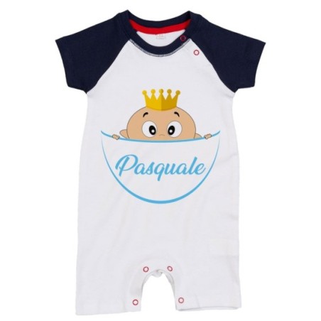 Pagliaccetto neonato personalizzato con nome bimbo bimba con la corona esce dalla tasca Divertenti