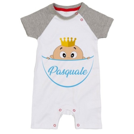Pagliaccetto neonato personalizzato con nome bimbo bimba con la corona esce dalla tasca Divertenti