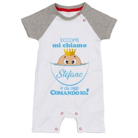 Pagliaccetto neonato personalizzato con nome eccomi da...