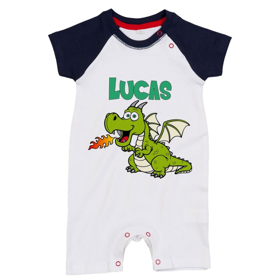 Pagliaccetto neonato personalizzato con nome baby draghetto Divertenti