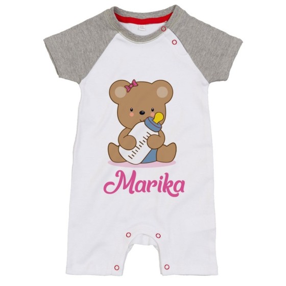 Pagliaccetto neonato personalizzato con nome baby bear Divertenti