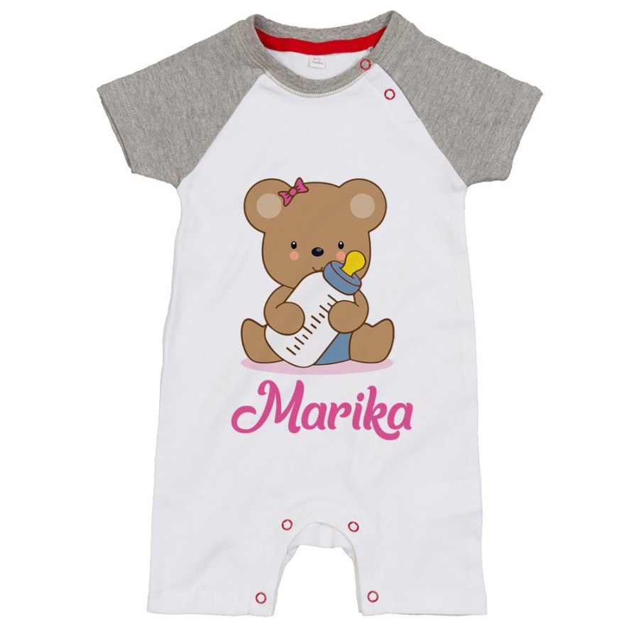 Pagliaccetto neonato personalizzato con nome baby bear Divertenti