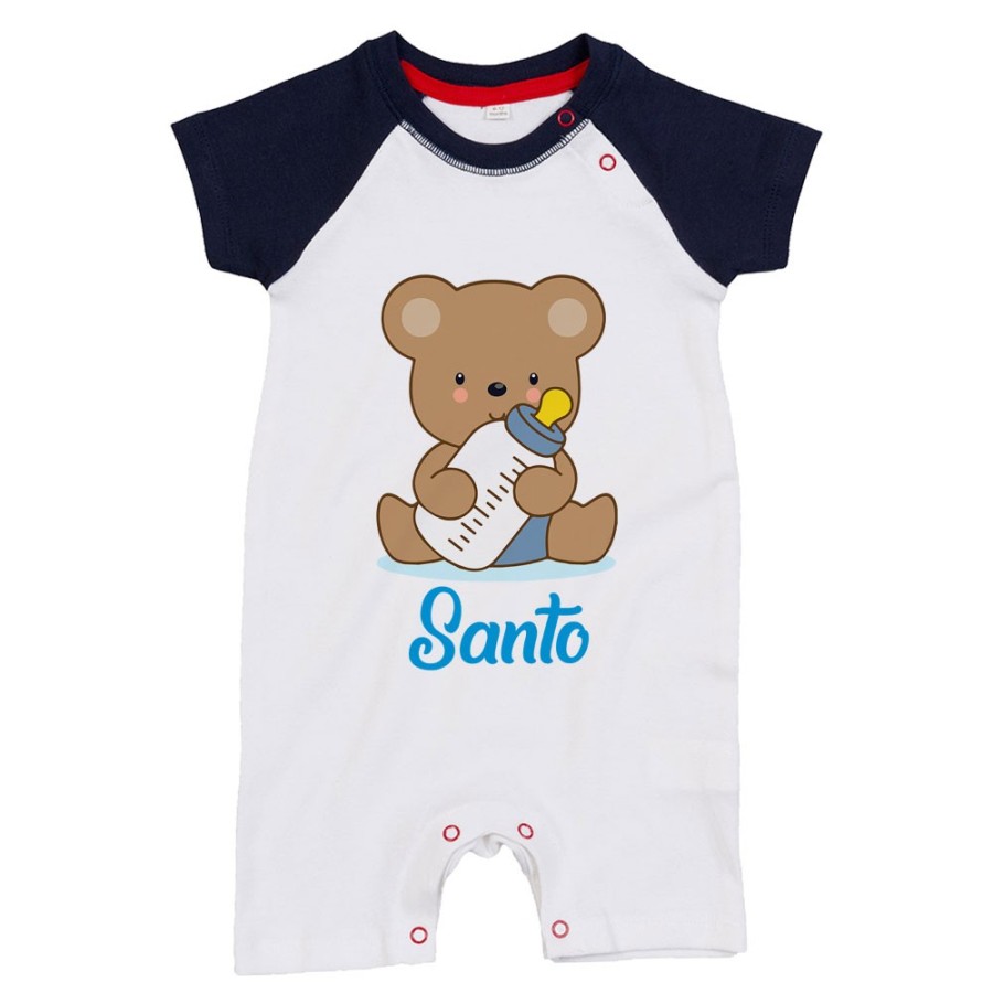 Pagliaccetto neonato personalizzato con nome baby bear Divertenti
