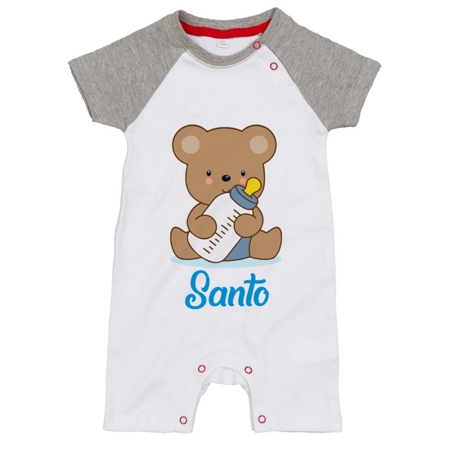 Pagliaccetto neonato personalizzato con nome baby bear Divertenti
