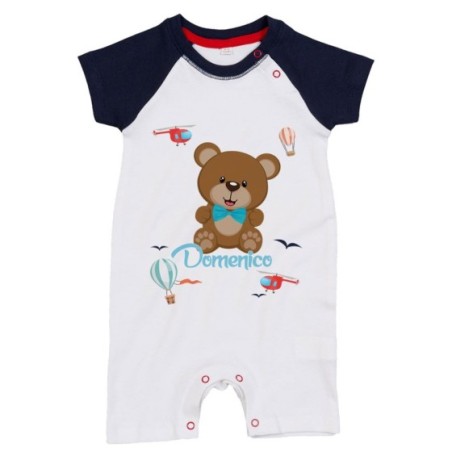 Pagliaccetto neonato personalizzato con nome orsetto e...