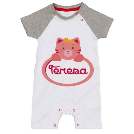 Pagliaccetto neonata personalizzato con nome gattino