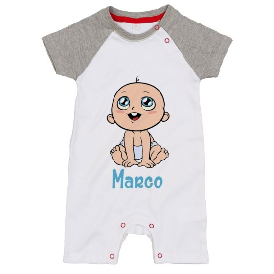 Pagliaccetto neonato personalizzato con nome bimbo con dentino Divertenti