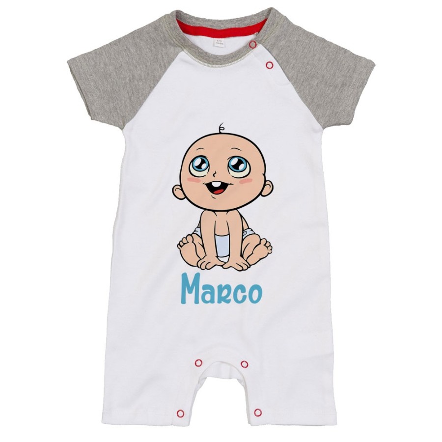 Pagliaccetto neonato personalizzato con nome bimbo con dentino Divertenti