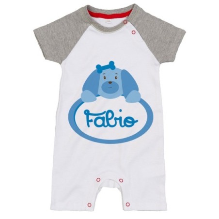 Pagliaccetto neonato personalizzato con nome cagnolino