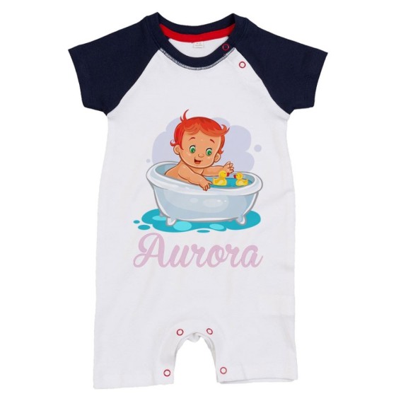 Pagliaccetto neonata personalizzato con nome bimba con paperelle Divertenti