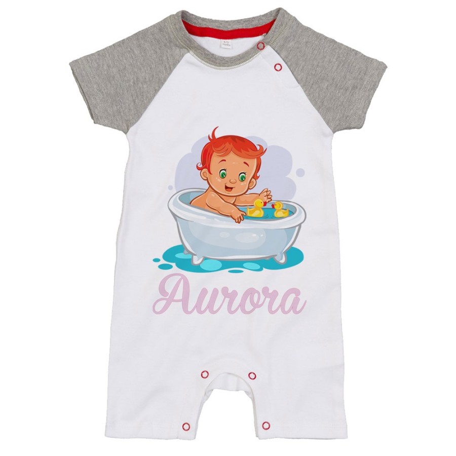 Pagliaccetto neonata personalizzato con nome bimba con paperelle Divertenti