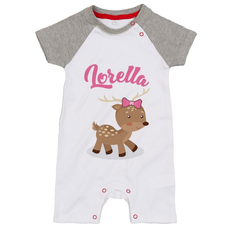 Pagliaccetto neonato personalizzato con nome baby cerbiatto Divertenti