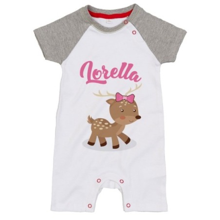 Pagliaccetto neonato personalizzato con nome baby cerbiatto