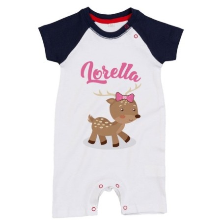 Pagliaccetto neonato personalizzato con nome baby cerbiatto Divertenti
