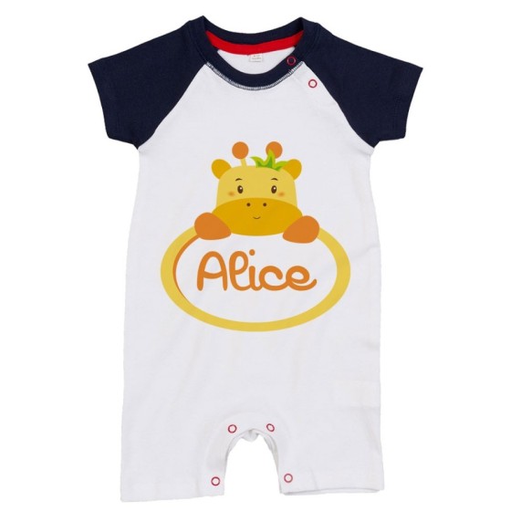 Pagliaccetto neonata personalizzato con nome giraffa Divertenti