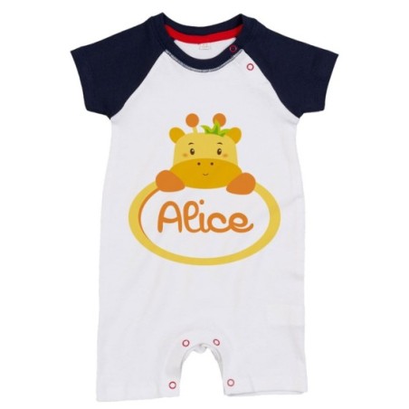 Pagliaccetto neonata personalizzato con nome giraffa