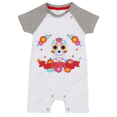 Pagliaccetto neonato personalizzato con nome flower skull Divertenti