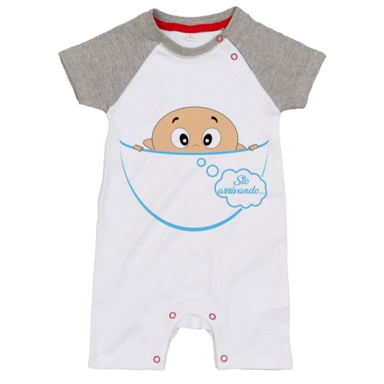 Pagliaccetto neonato bimbo che esce dalla tasca sto arrivando Divertenti