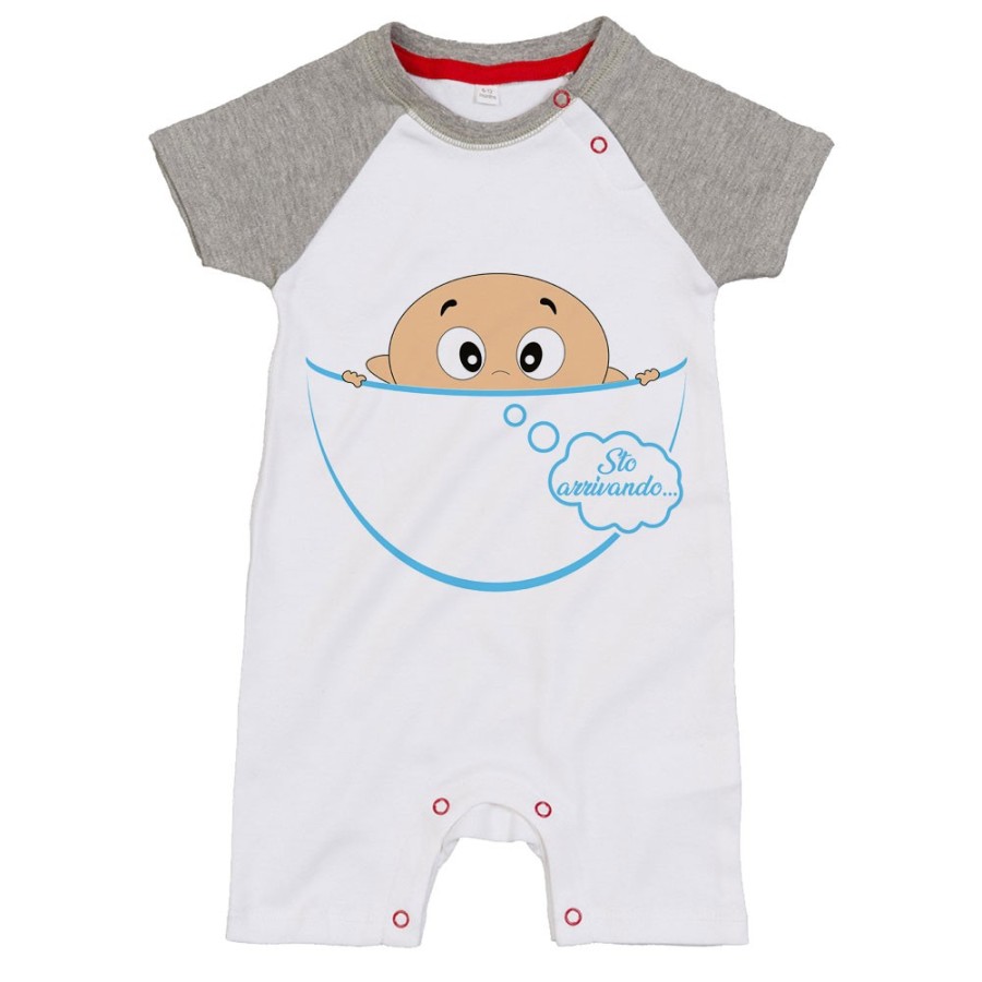 Pagliaccetto neonato bimbo che esce dalla tasca sto arrivando Divertenti