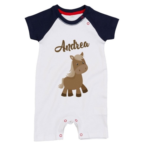 Pagliaccetto neonato personalizzato con nome baby pony Divertenti