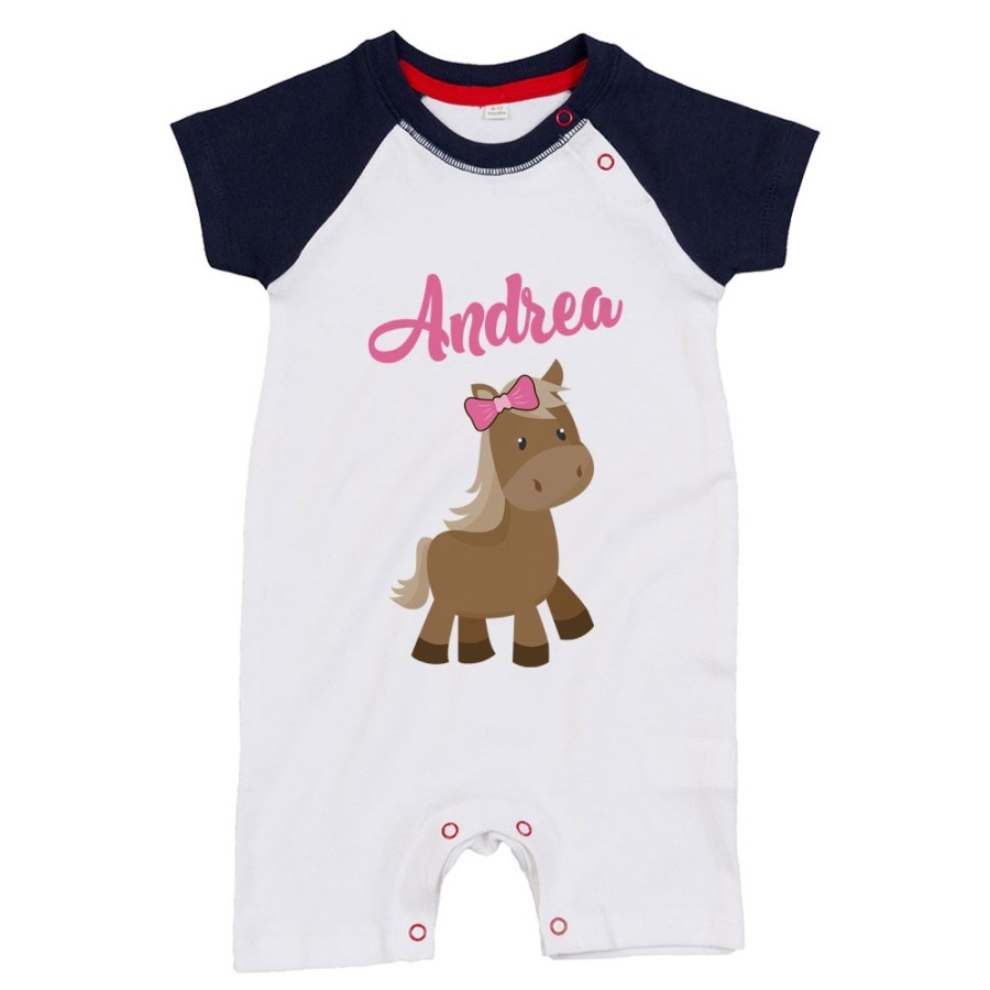 Pagliaccetto neonato personalizzato con nome baby pony Divertenti