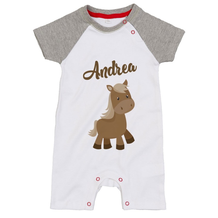 Pagliaccetto neonato personalizzato con nome baby pony Divertenti
