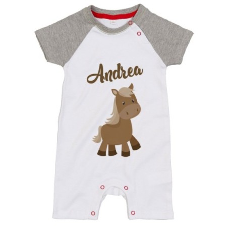 Pagliaccetto neonato personalizzato con nome baby pony Divertenti