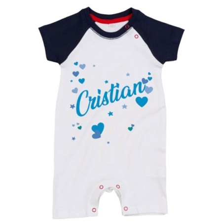 Pagliaccetto neonato personalizzato con nome e tanti cuoricini Divertenti
