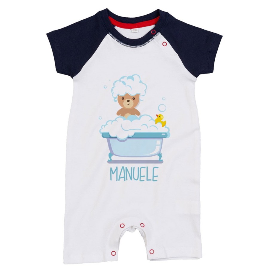 Pagliaccetto neonato personalizzato con nome baby bear con paperella Divertenti