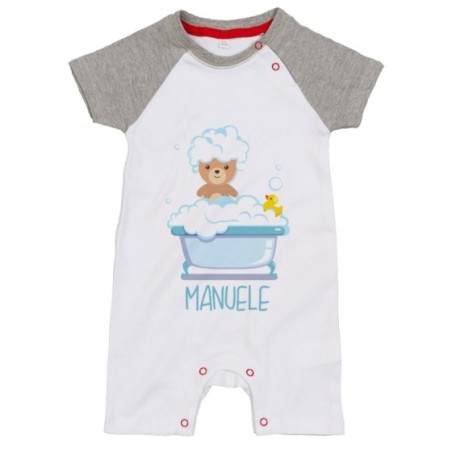 Pagliaccetto neonato personalizzato con nome baby bear con paperella Divertenti