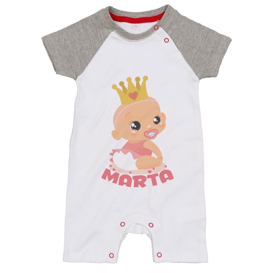 Pagliaccetto neonato personalizzato con nome bambino bambina con corona Divertenti