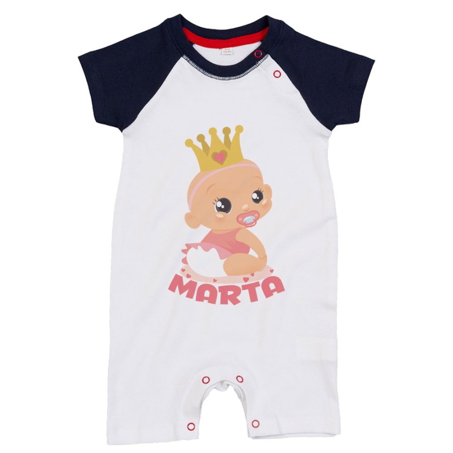 Pagliaccetto neonato personalizzato con nome bambino bambina con corona Divertenti
