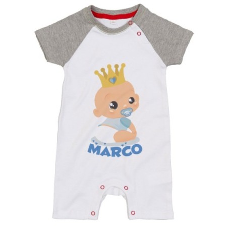 Pagliaccetto neonato personalizzato con nome bambino bambina con corona Divertenti