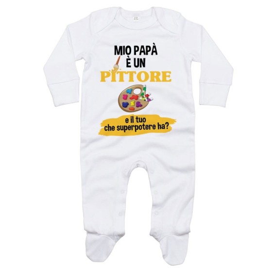 Tutina neonato il mio papà la mia mamma è un pittore una pittrice e il tuo la tua che superpotere ha