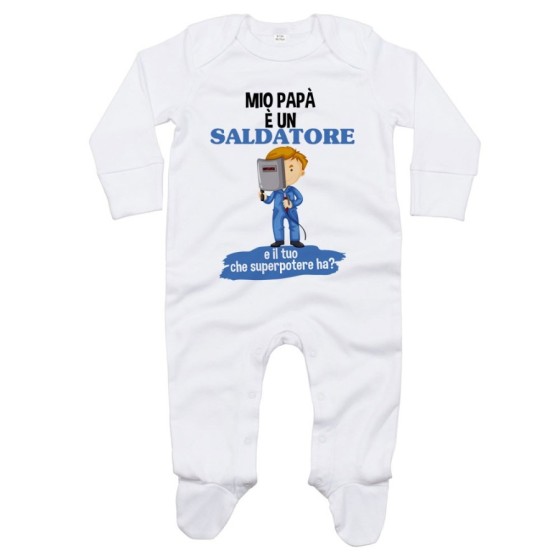 Tutina neonato il mio papà la mia mamma è un saldatore una saldatrice e il tuo la tua che superpotere ha