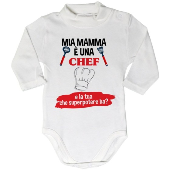 Body lupetto neonato il mio papà la mia mamma è uno chef una chef e il tuo la tua che superpotere ha