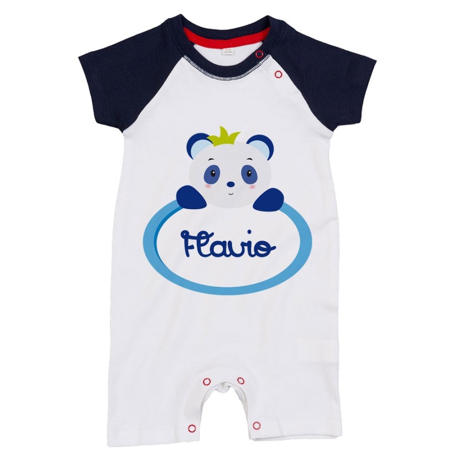 Pagliaccetto neonato personalizzato con nome panda Divertenti