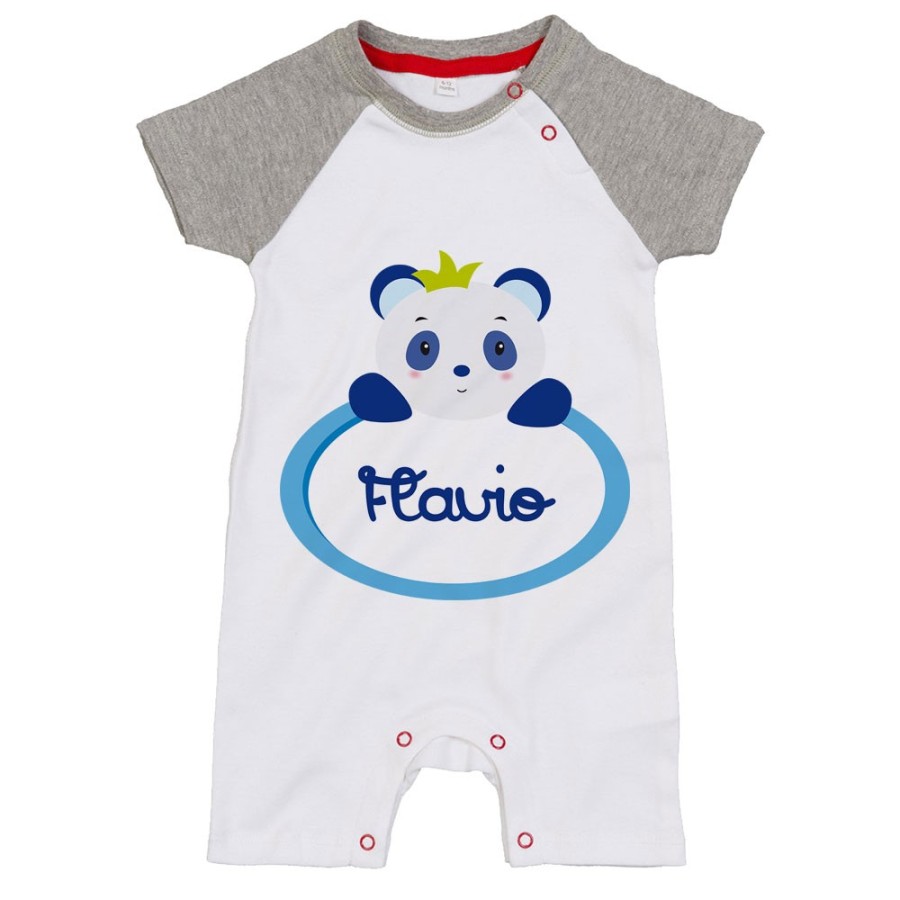 Pagliaccetto neonato personalizzato con nome panda Divertenti