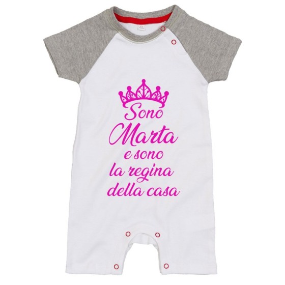 Pagliaccetto neonato personalizzato con nome sono il re la regina della casa Divertenti