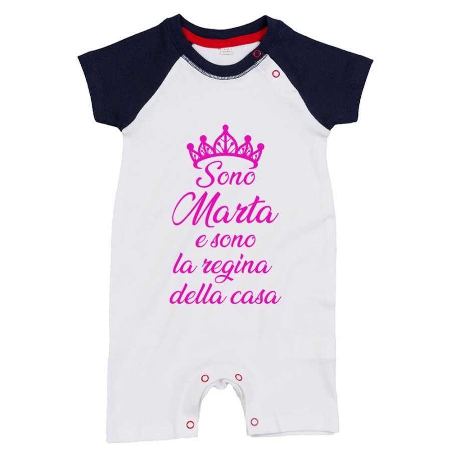 Pagliaccetto neonato personalizzato con nome sono il re la regina della casa Divertenti
