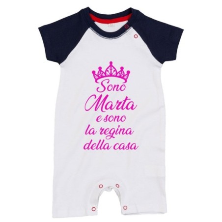 Pagliaccetto neonato personalizzato con nome sono il re la regina della casa Divertenti