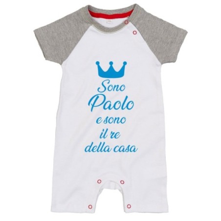 Pagliaccetto neonato personalizzato con nome sono il re la regina della casa Divertenti