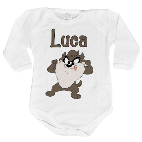 Body neonato personalizzato con nome baby tazmania...