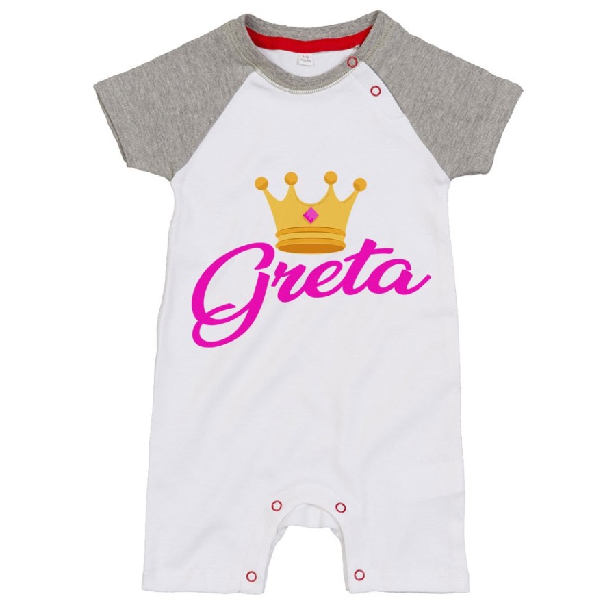 Pagliaccetto neonato personalizzato con nome e corona Divertenti