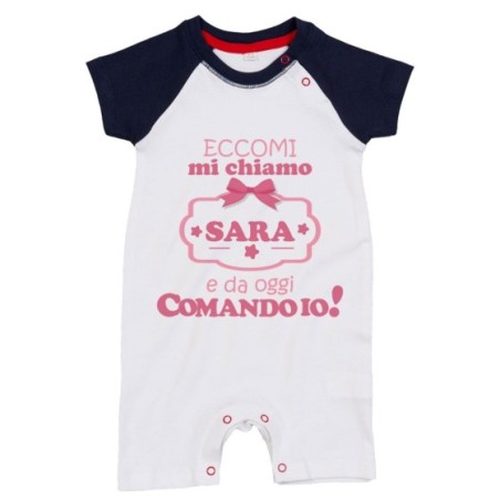 Pagliaccetto neonato personalizzato con nome da oggi comando io Divertenti